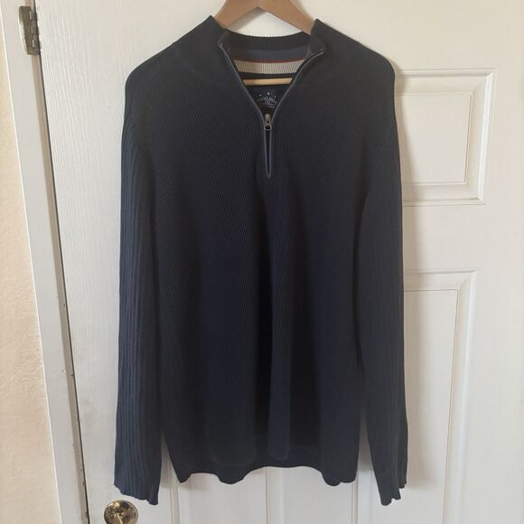 Indigo Palms Tommy Bahama Mens 1/4 Zip Pullover Blue Size Large Comfort Fall - Picture 2 of 12